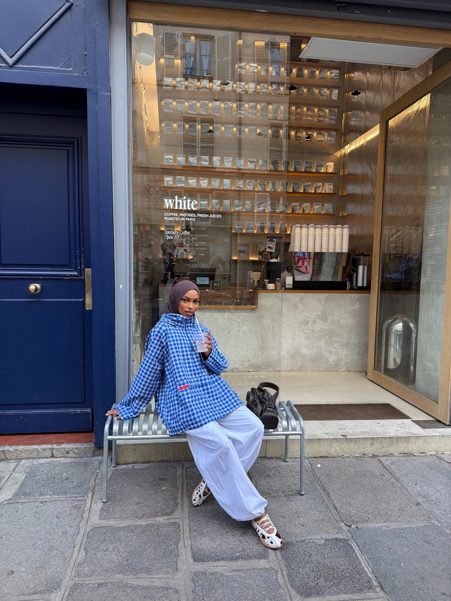 Veste Amara Bleu - Blanc (Carreaux) - TAHIRA