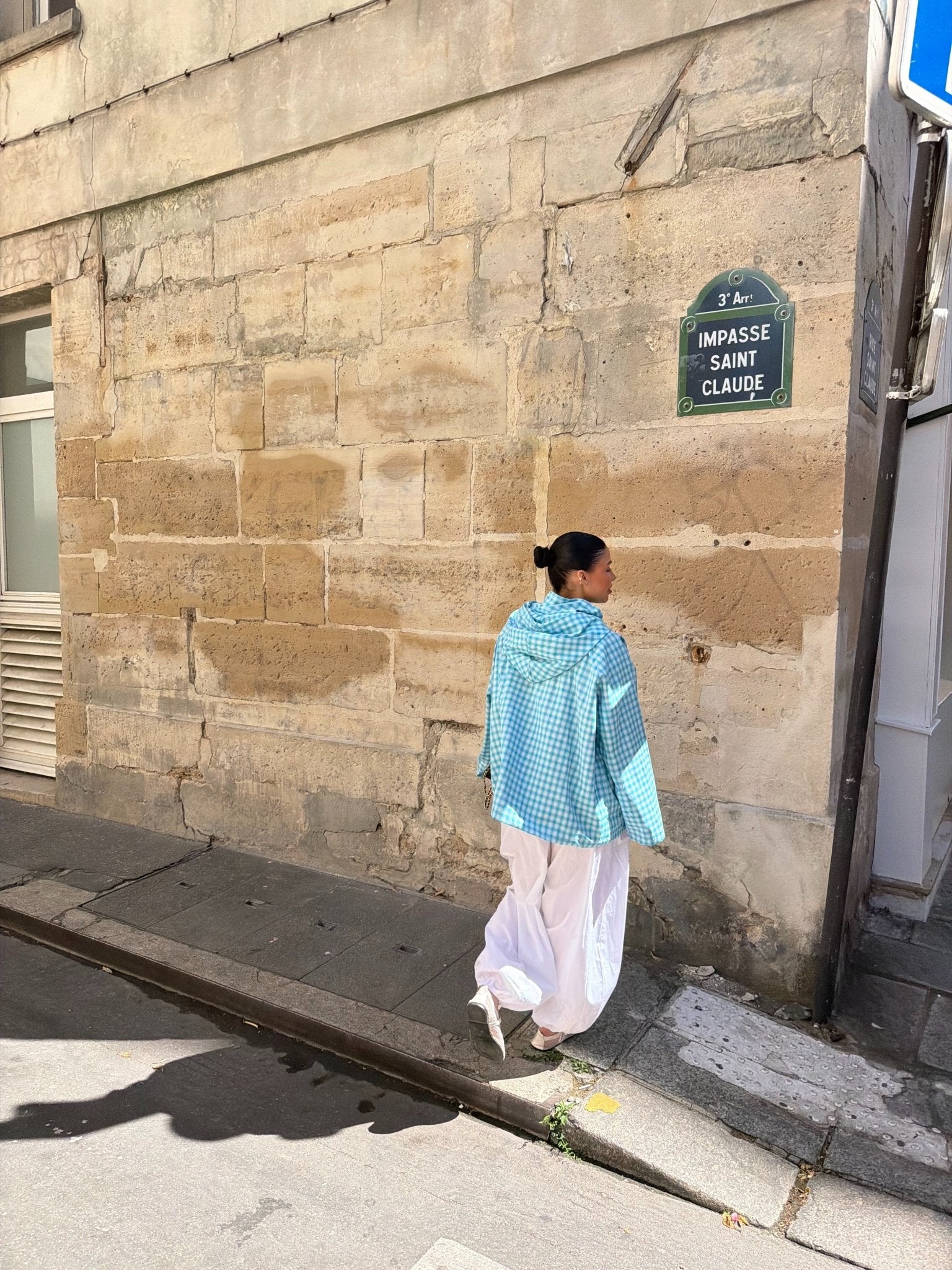 Veste Amara Bleu ciel - Blanc (Carreaux) - TAHIRA