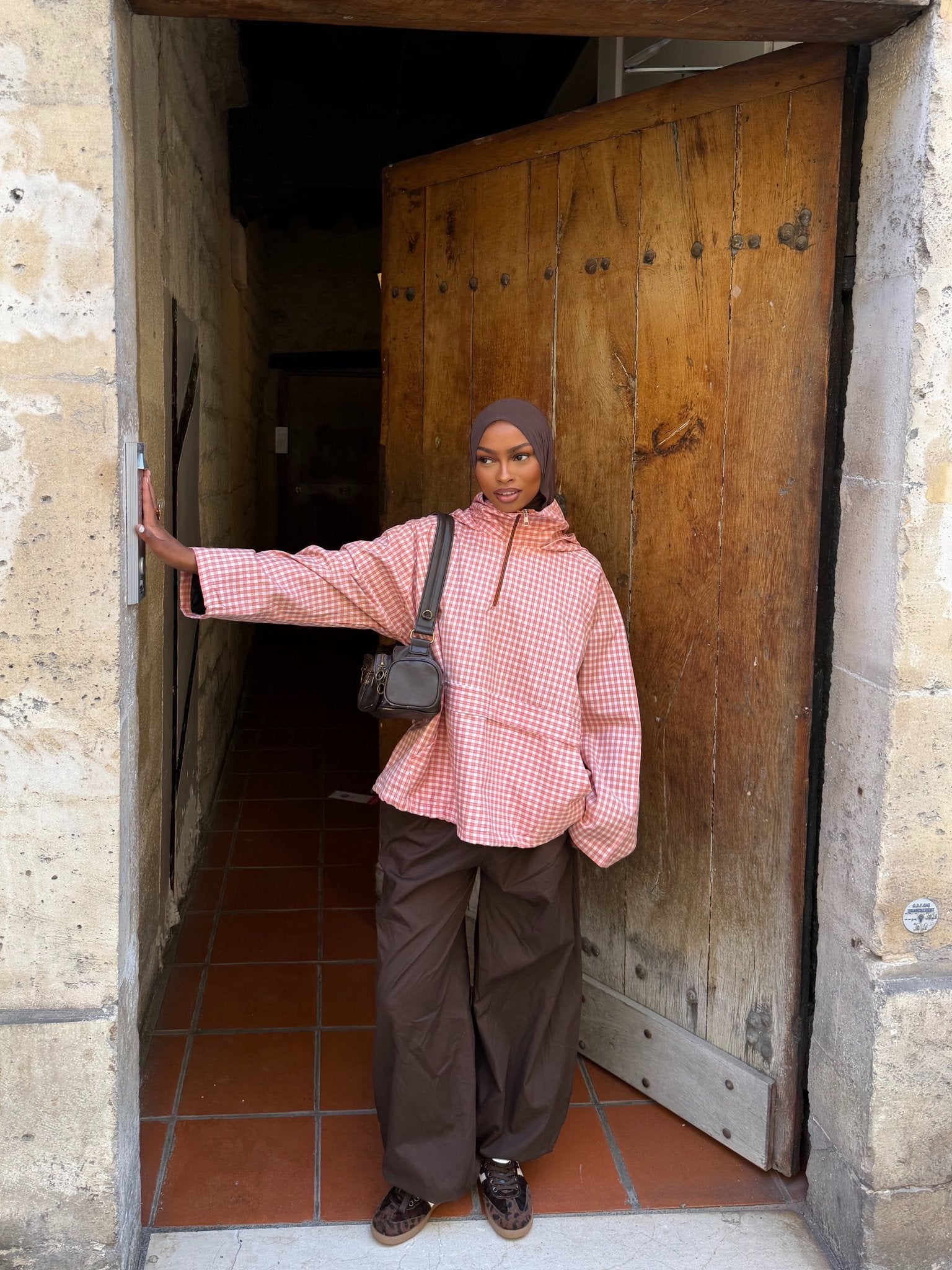 Veste Amara Rouille - Blanc (Carreaux) - TAHIRA