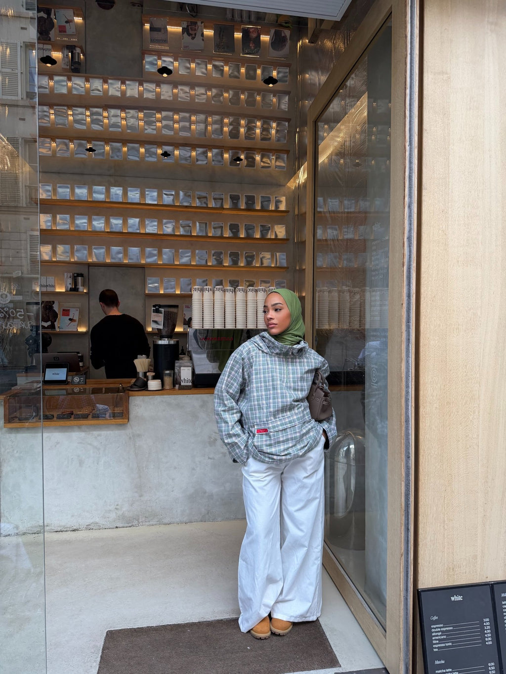 Veste Amara Vert pâle - Blanc (Carreaux) - TAHIRA