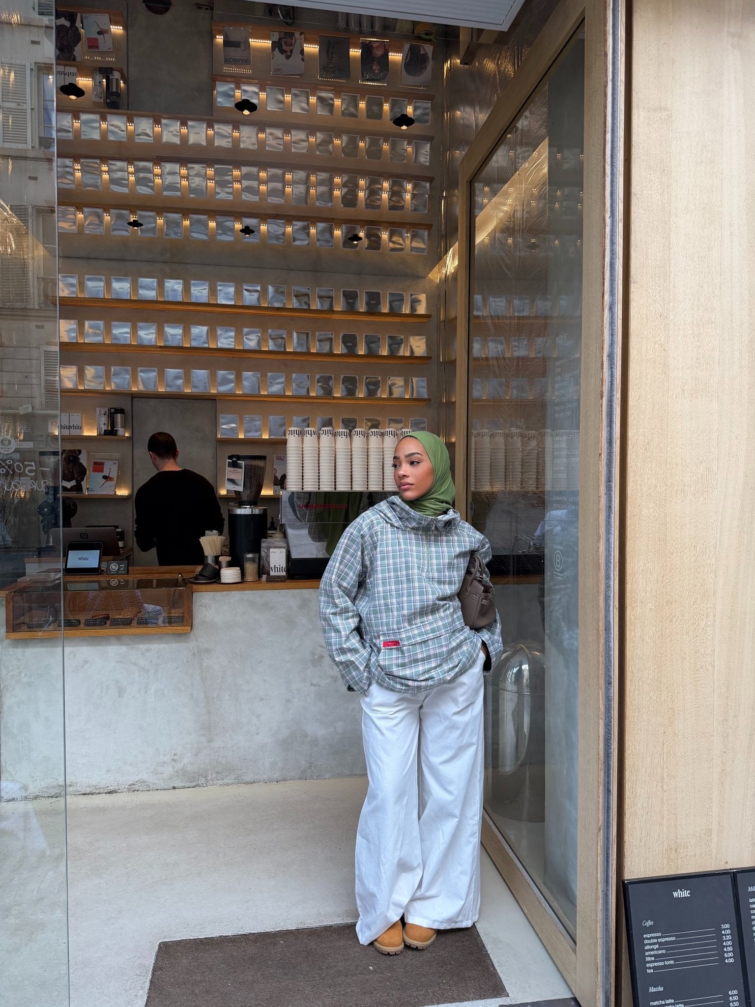Veste Amara Vert pâle - Blanc (Carreaux) - TAHIRA