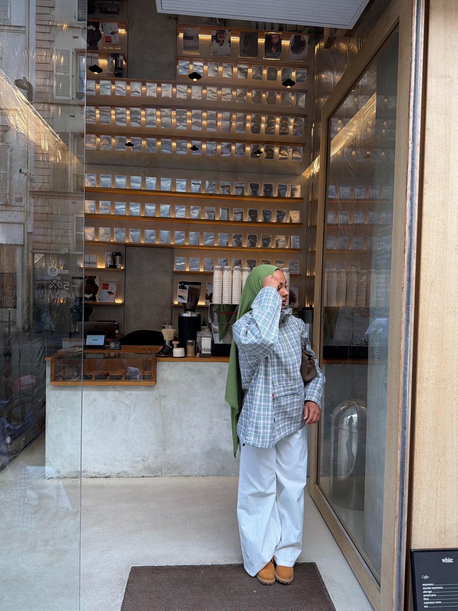 Veste Amara Vert pâle - Blanc (Carreaux) - TAHIRA