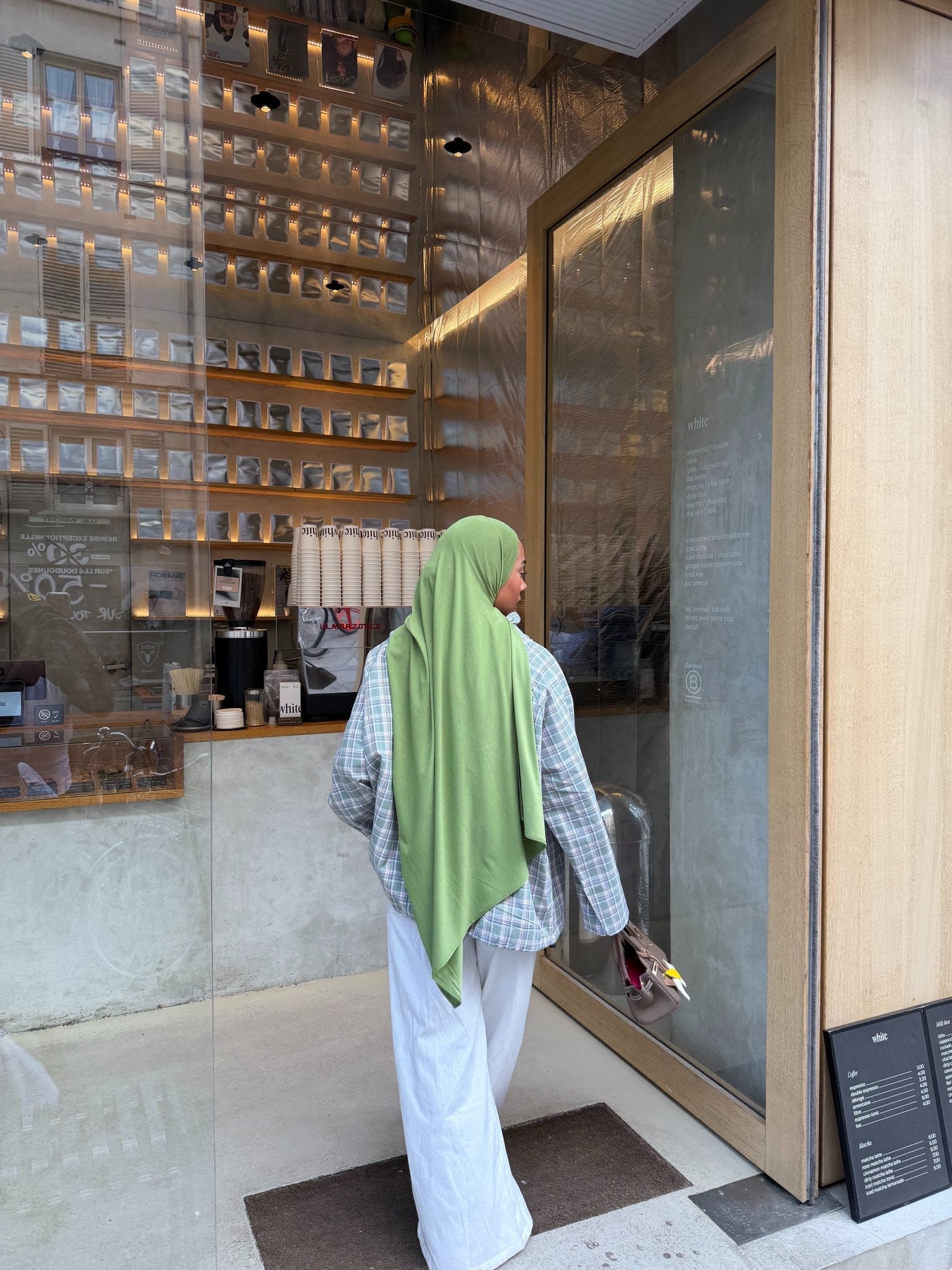 Veste Amara Vert pâle - Blanc (Carreaux) - TAHIRA